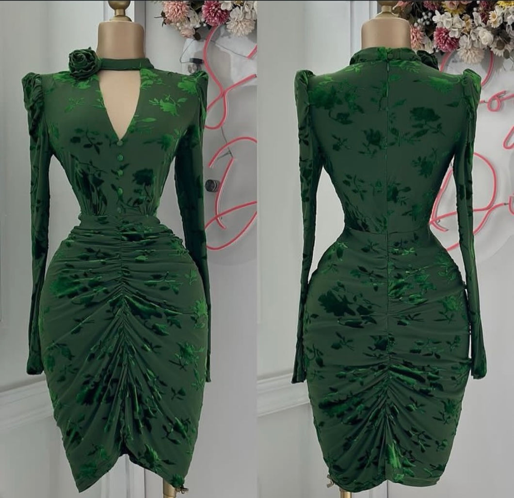 Green rose dress