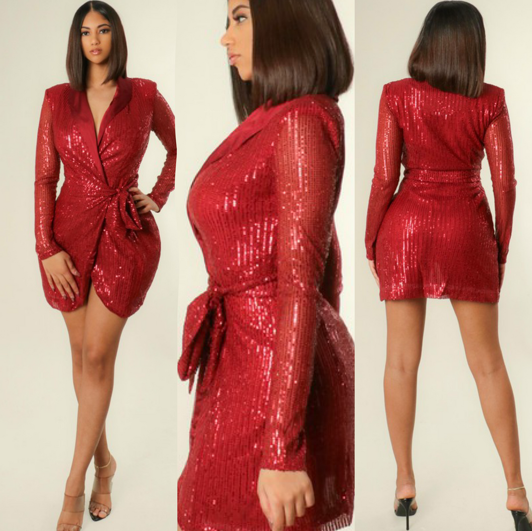 Sequins wrap mini dress