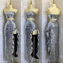 Load image into Gallery viewer, Sequins ruffle skirt set
