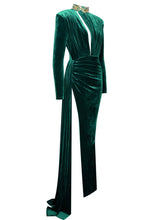 Load image into Gallery viewer, Zenaida Cutout High Slit Velvet Gown
