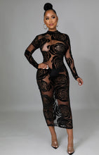 Load image into Gallery viewer, Black Rose Dress Nude
