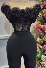 Load and play video in Gallery viewer, Black rose lace jumpsuit
