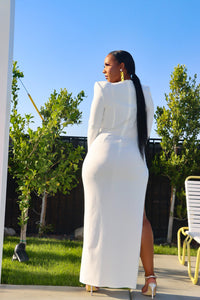 Elegance 2 piece bodysuit dress set white
