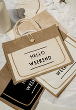 Load image into Gallery viewer, Hello weekend tote bag (black or nude)
