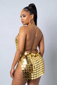 Roxy Metallic dress (Gold