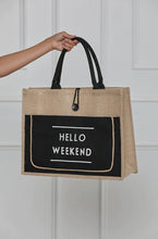 Load image into Gallery viewer, Hello weekend tote bag (black or nude)
