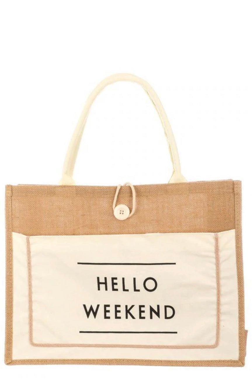 Hello Weekend Tote Bag (Black)